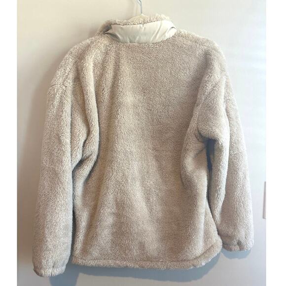 New Balance Sherpa Teddy Quarter Zip Pullover In Cream/Tan Size Large - Picture 6 of 6